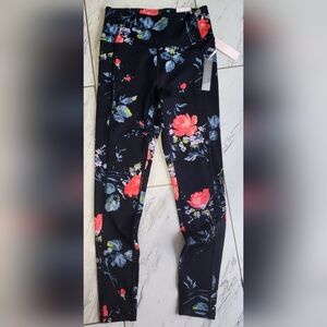 Victoria's Secret Black Leggings with Floral Accents